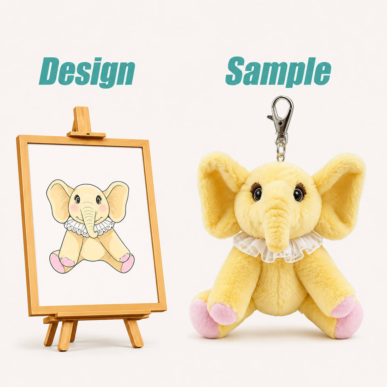Promotional plush keychain artwork to sample -- gift and promotional plush manufacturing